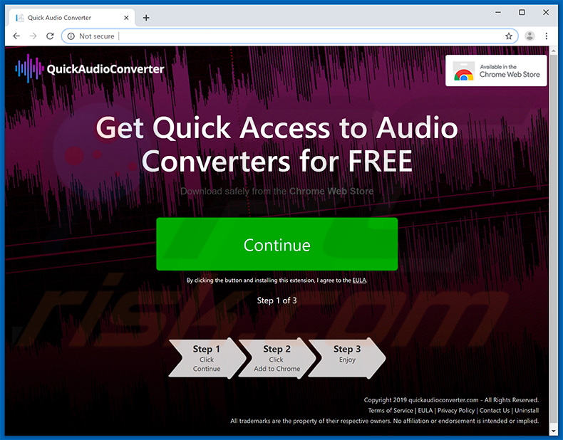 Website used to promote Quick Audio Converter Pro browser hijacker