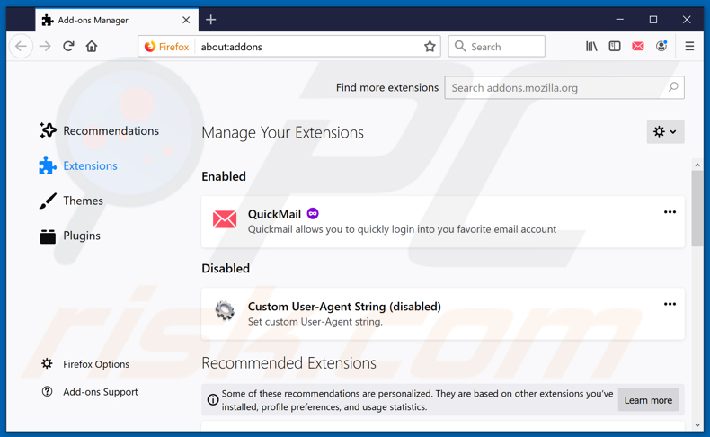 Removing srchbar.com related Mozilla Firefox extensions
