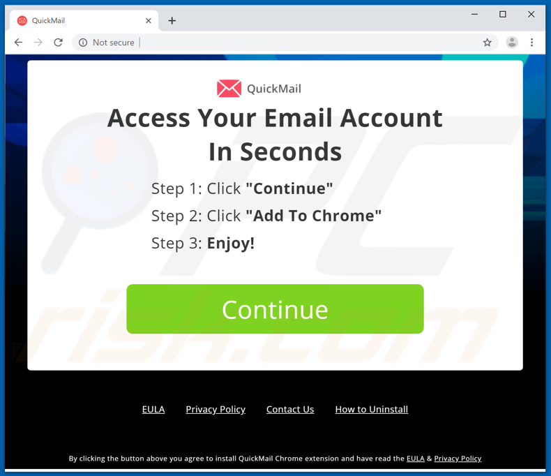 Website used to promote QuickMail browser hijacker