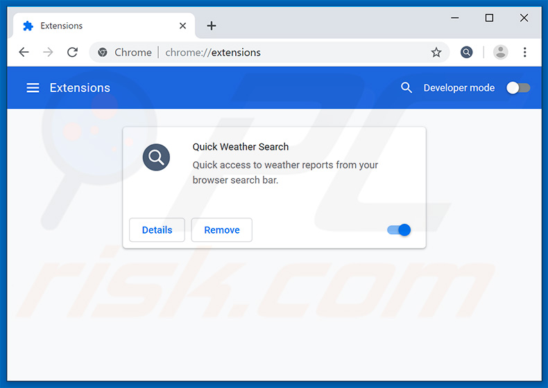 Removing search.quickweathersearch.com related Google Chrome extensions