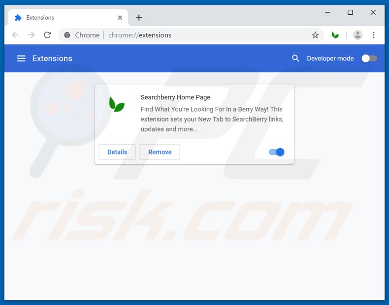 Removing searchberry.co related Google Chrome extensions