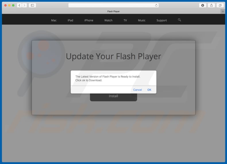 Dubious website used to promote fake Flash Player