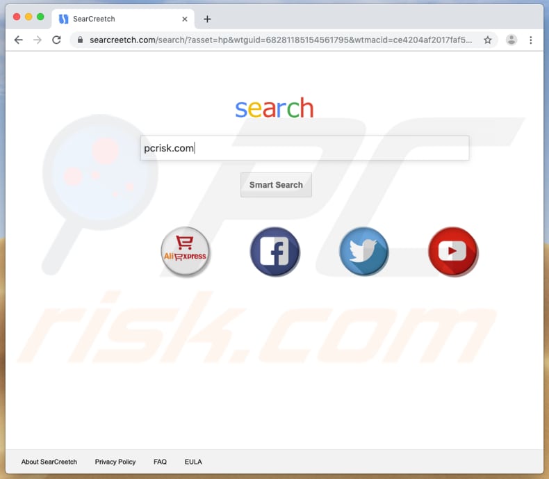searcreetch.com browser hijacker on a Mac computer