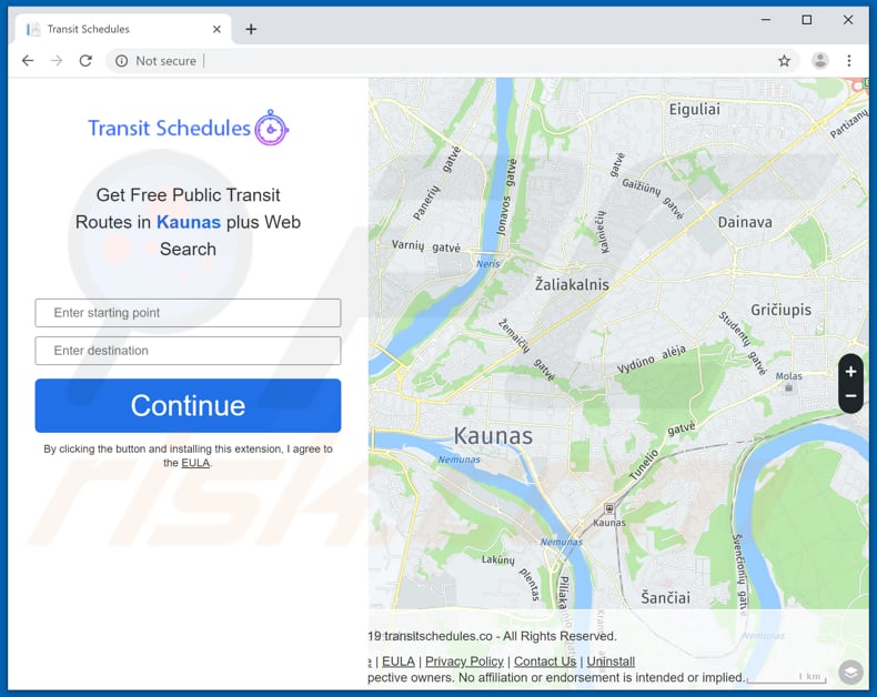 Website used to promote Transit Schedules browser hijacker