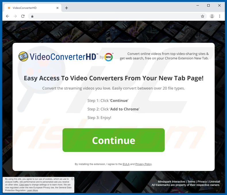 Website used to promote VideoConverterHD browser hijacker