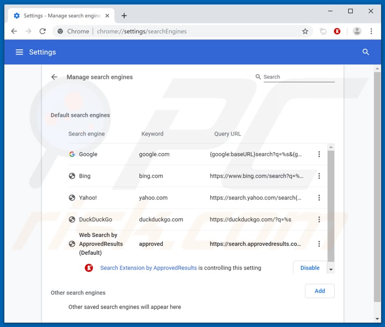 Removing weatherforecasttracker1.com from Google Chrome default search engine