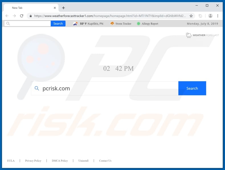 weatherforecasttracker1.com browser hijacker