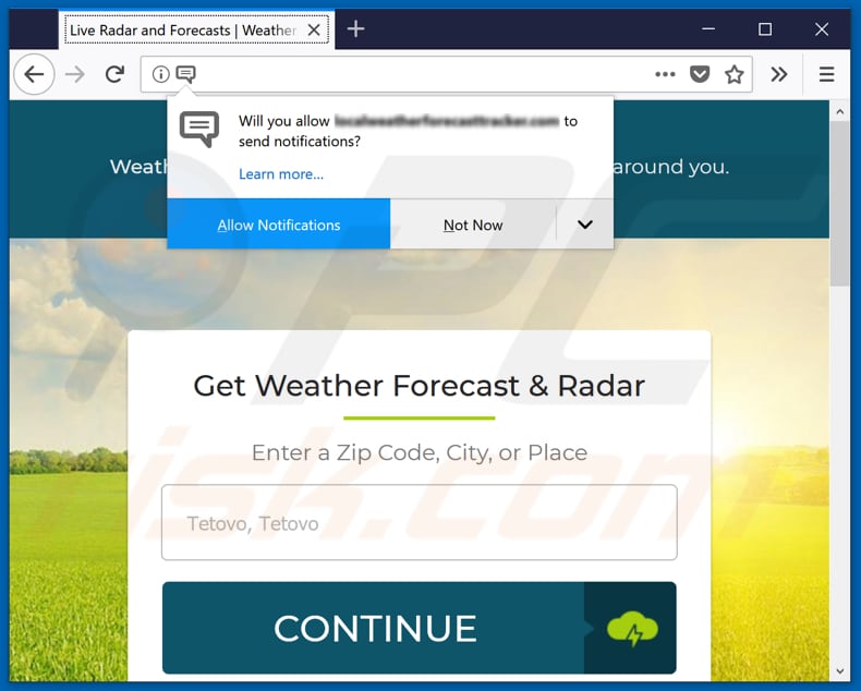 weather forecast download website asking to show notifications