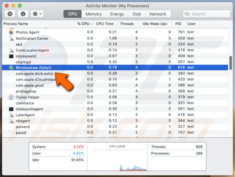 kill windowarea process in activity monitor