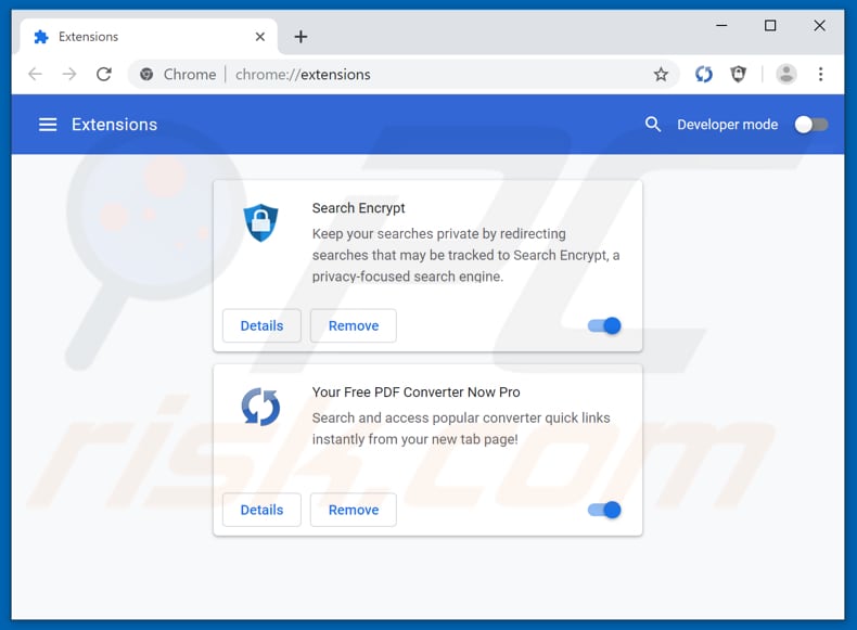 Removing search.hyourfreepdfconverternowpro.com related Google Chrome extensions
