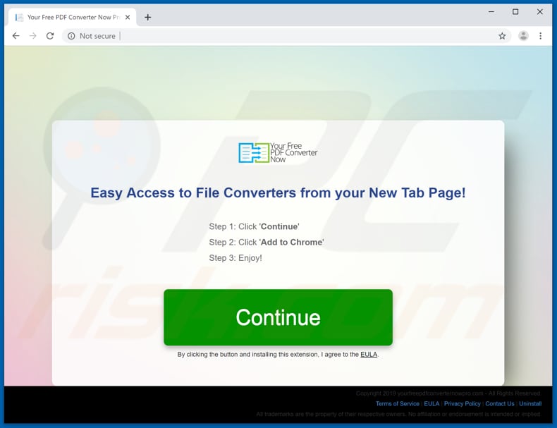 Website used to promote Your Free PDF Converter Now Pro browser hijacker