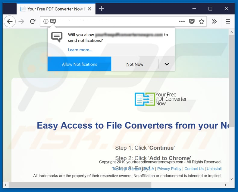 Your Free PDF Converter Now Pro asks to show unwanted notifications