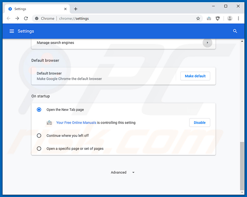 Removing search.hyourfreeonlinemanuals.com from Google Chrome homepage