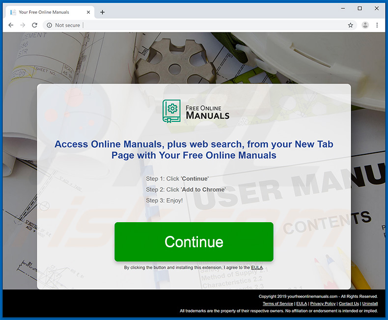 Website used to promote Your Free Online Manuals browser hijacker