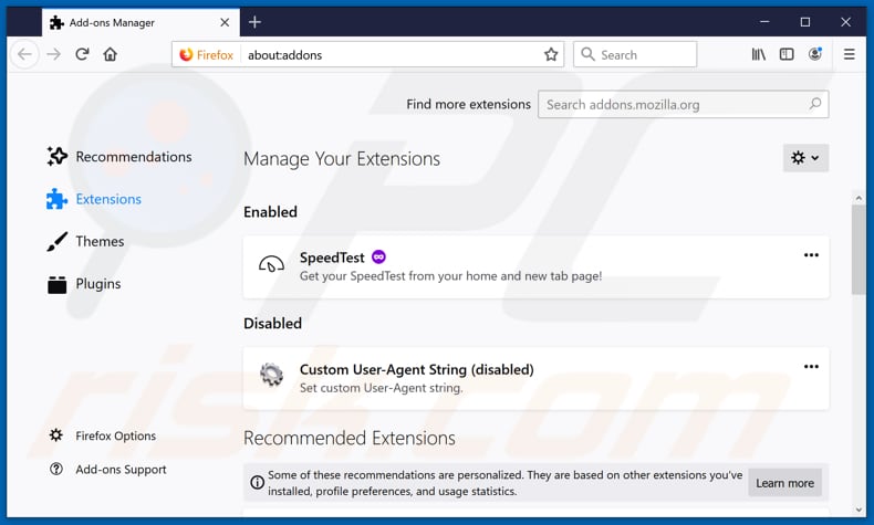 Removing search.hyouronlinespeedtestpro.com related Mozilla Firefox extensions