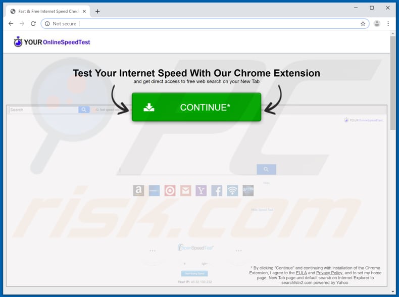 Website used to promote Your Online Speed Test browser hijacker