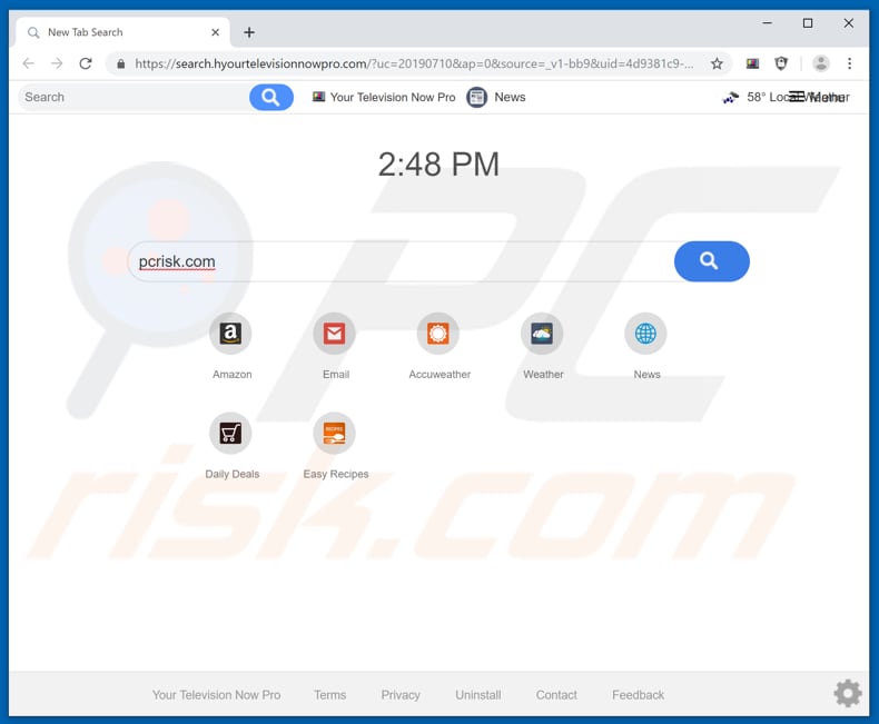 search.hyourtelevisionnowpro.com browser hijacker