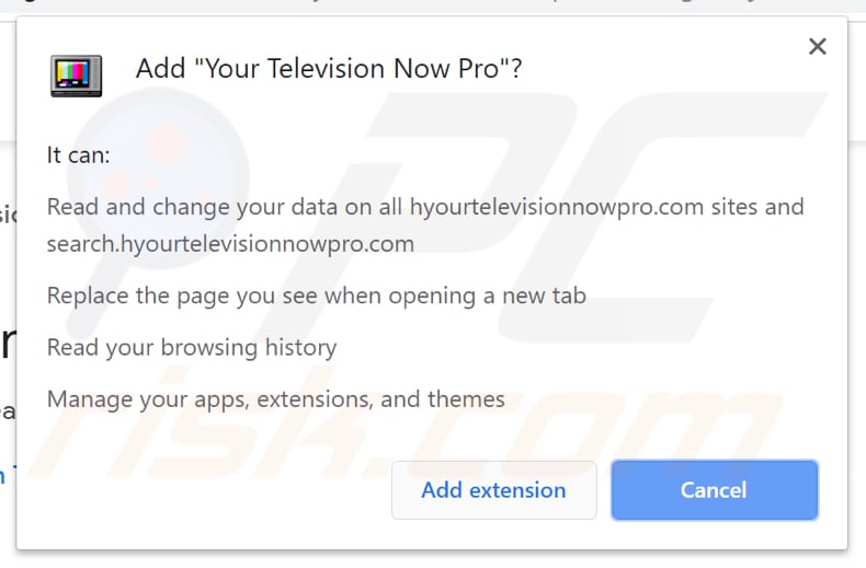 Your Television Now Pro download page asking for permissions