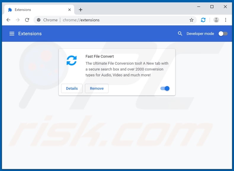 Removing fastfileconvert.com related Google Chrome extensions