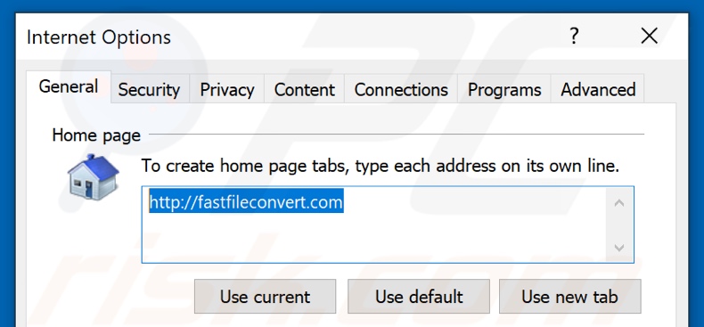 Removing fastfileconvert.com from Internet Explorer homepage