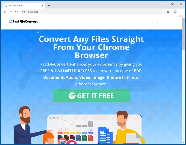 Website used to promote FastFileConvert browser hijacker