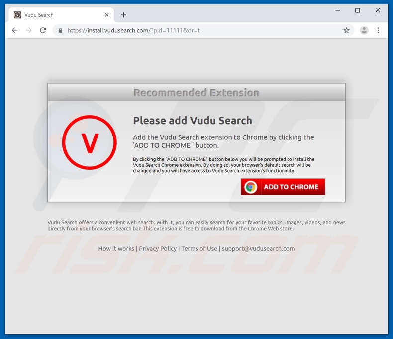 Website used to promote Vudu Search browser hijacker