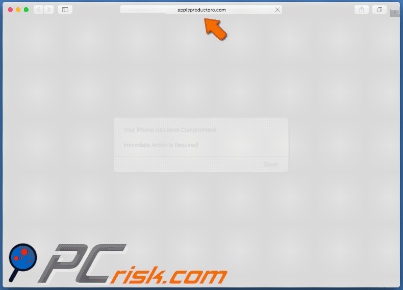 Appearance of appleproductpro[.]com scam (GIF)