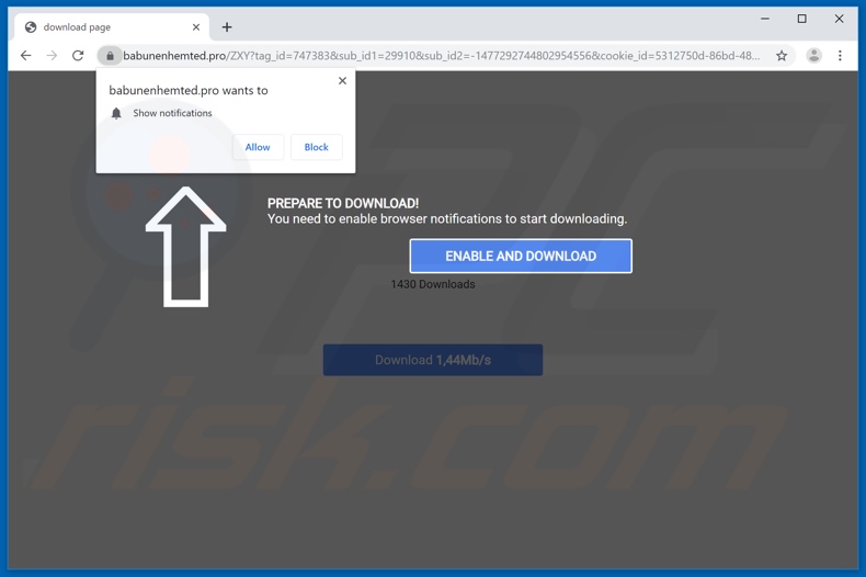 babunenhemted[.]pro pop-up redirects