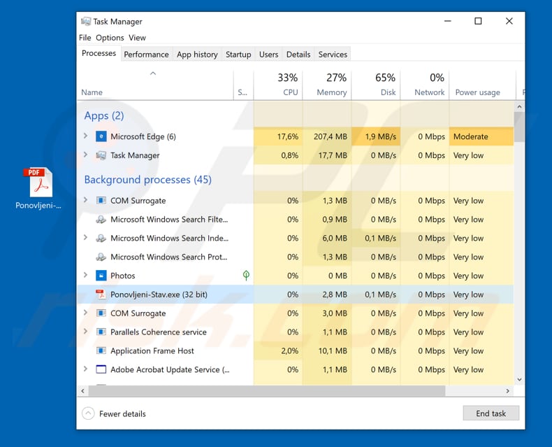 BalkanRAT malicious process in Task Manager