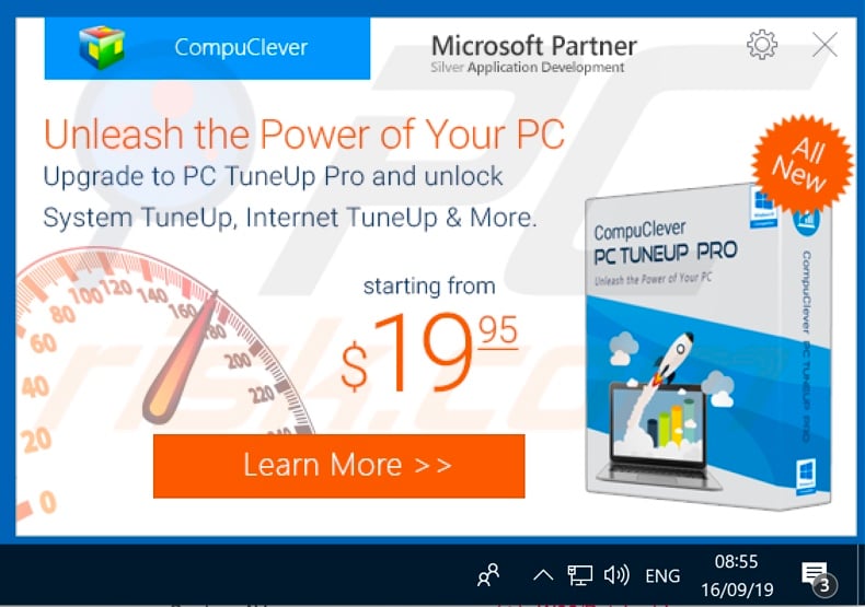 CompuClever PC TuneUp upgrade purchase pop-up window