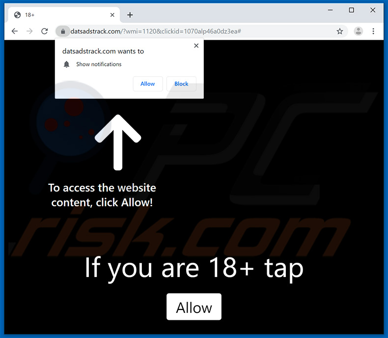 datsadstrack[.]com pop-up redirects