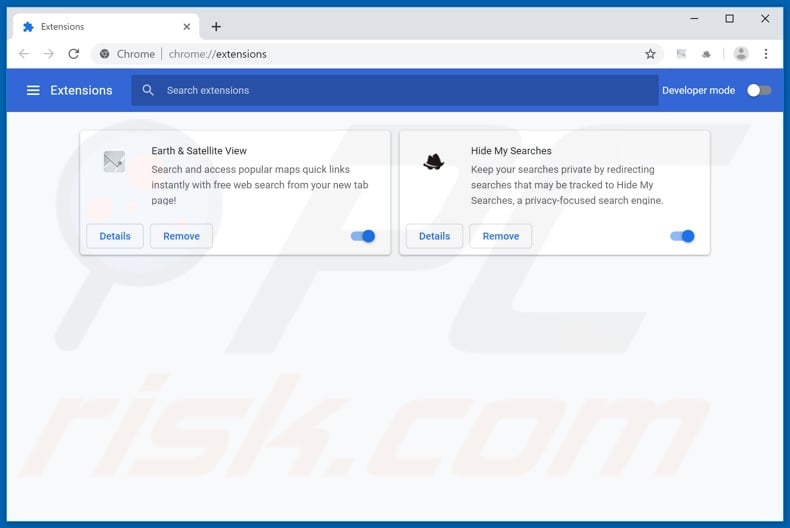 Removing search.earthandsatelliteviewtab.com related Google Chrome extensions