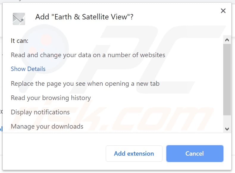 Earth & Satellite View asking for permissions