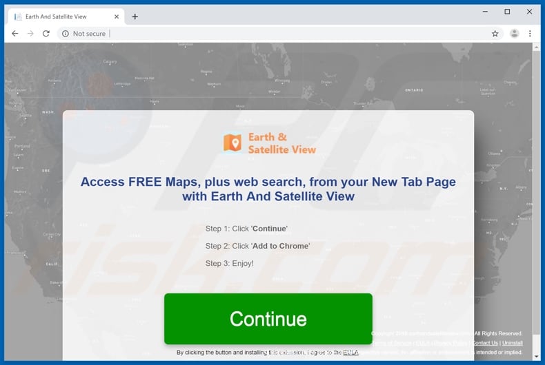 Website used to promote Earth & Satellite View browser hijacker