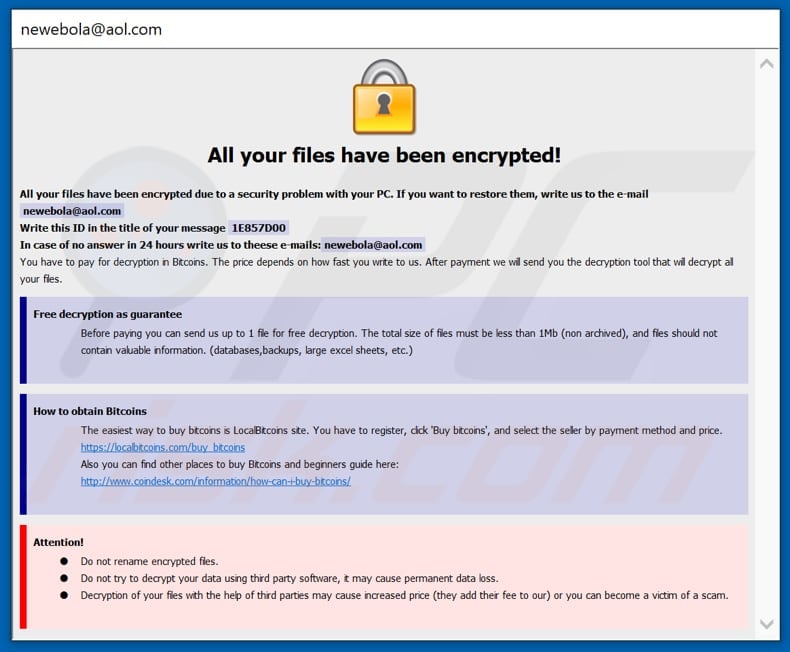 Ebola decrypt instructions