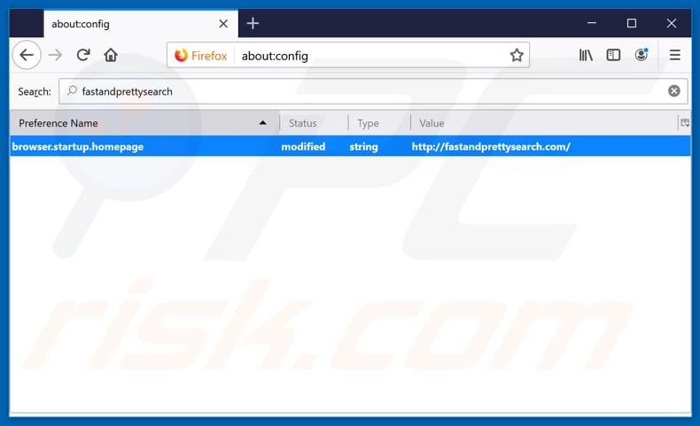 Removing fastandprettysearch.com from Mozilla Firefox default search engine