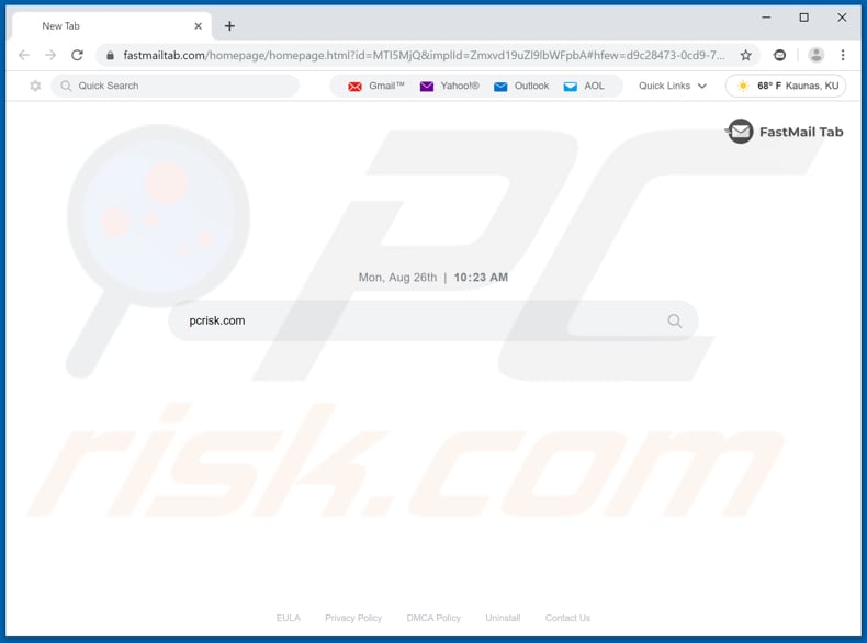 fastmailtab.com browser hijacker