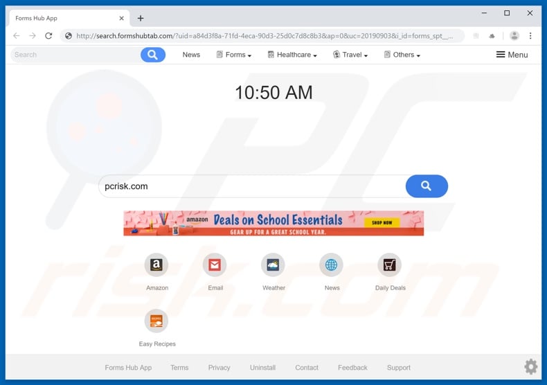 search.formshubtab.com browser hijacker