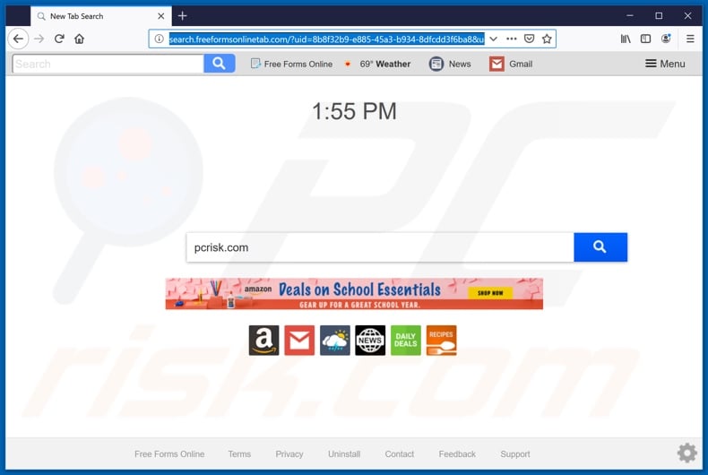 search.freeformsonlinetab.com browser hijacker