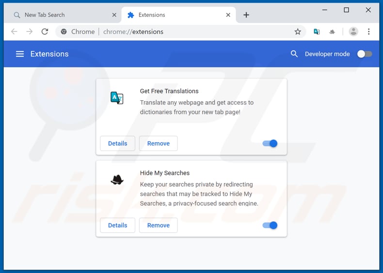 Removing search.hgetfreetranslations.com related Google Chrome extensions