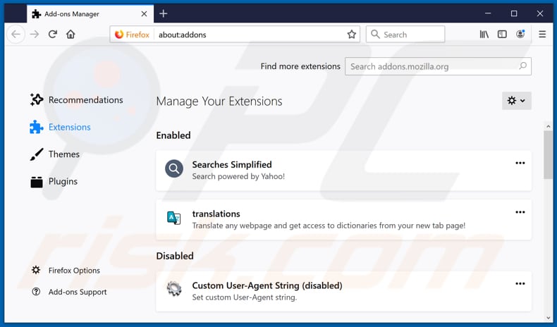 Removing search.hgetfreetranslations.com related Mozilla Firefox extensions
