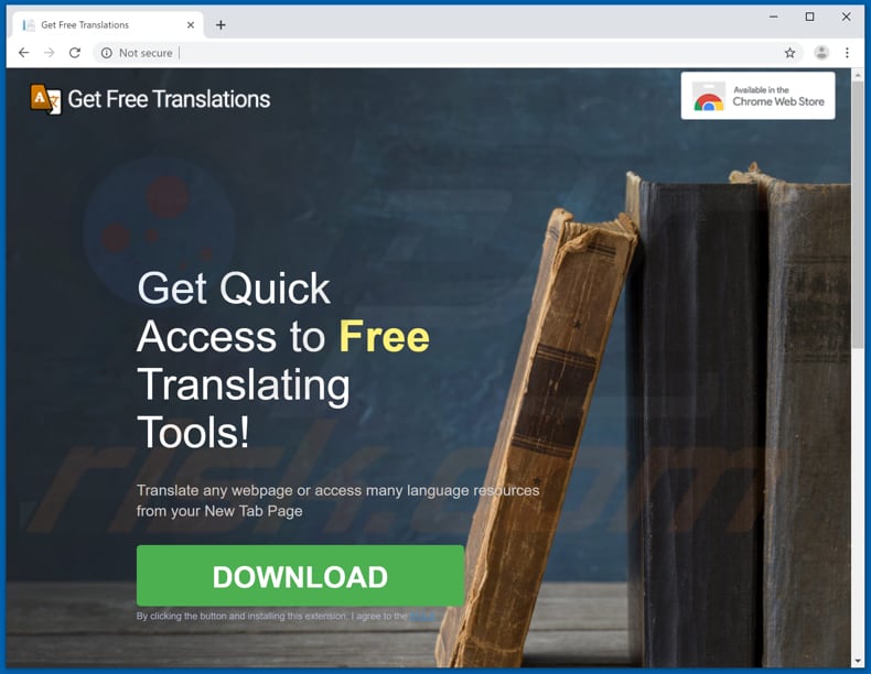 Website used to promote Get Free Translations browser hijacker