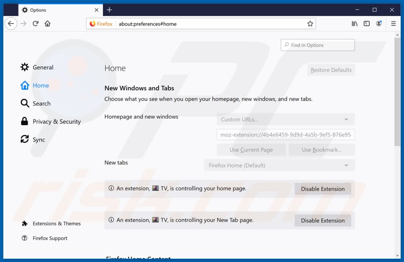 Removing search.gettveasy.com from Mozilla Firefox homepage