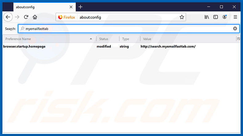 Removing search.myemailfasttab.com from Mozilla Firefox default search engine