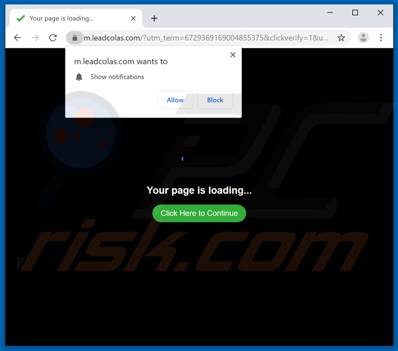 leadcolas[.]com pop-up redirects