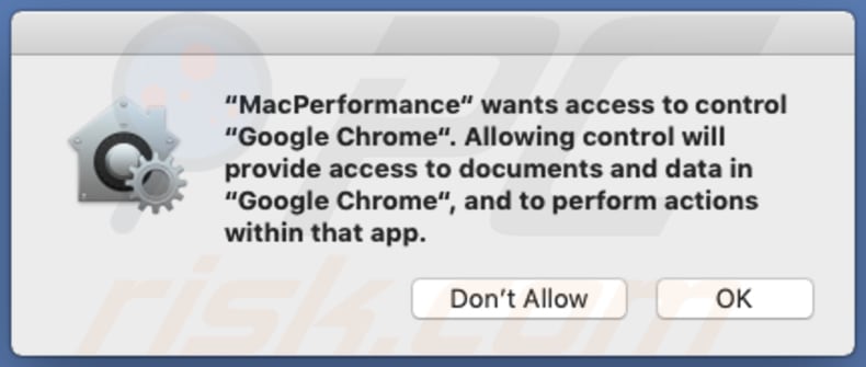 MacPerformance asks for various permissions