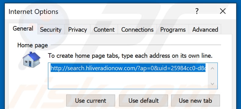 Removing search.hliveradionow.com from Internet Explorer homepage