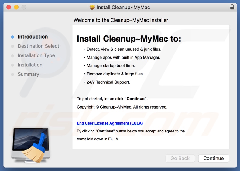 Installer for a fake Mac cleaner app example