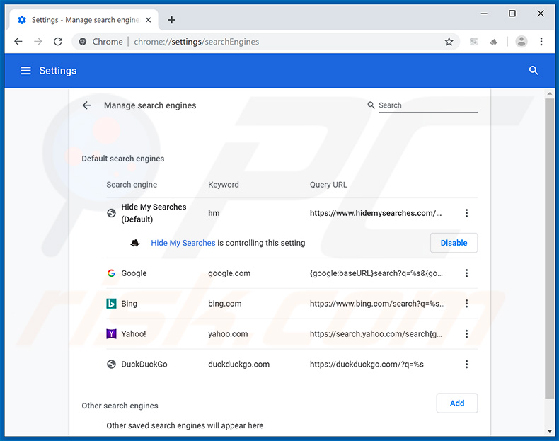 Removing search.mapsutilitytab.com from Google Chrome default search engine