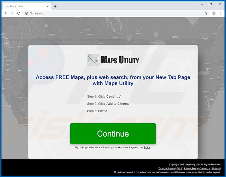 Website used to promote Maps Utility browser hijacker